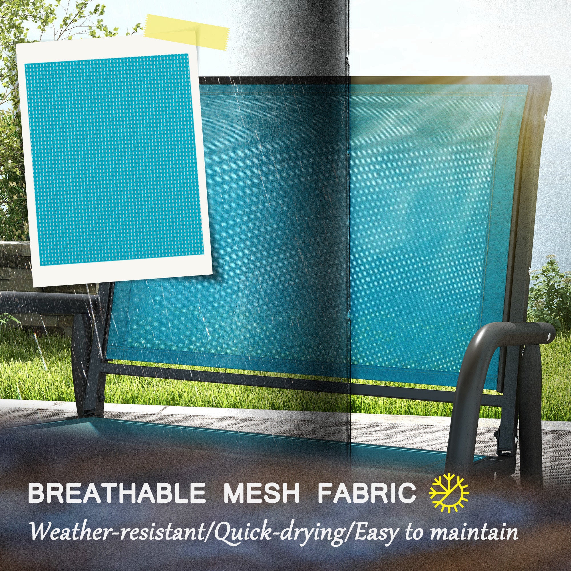 Set of 2 Outdoor Glider Chairs – Steel Patio Rocking Chairs for Porch, Garden & Poolside, Blue