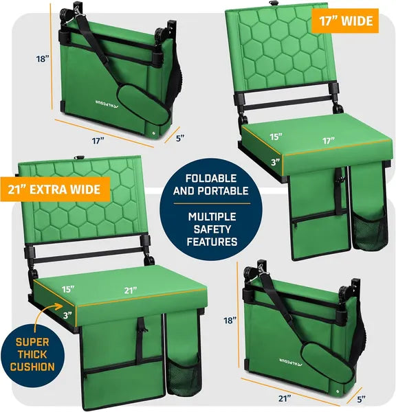 Folding Reclining Stadium Seat With Back Support For Bleachers
