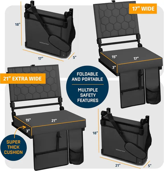 Folding Reclining Stadium Seat With Back Support For Bleachers
