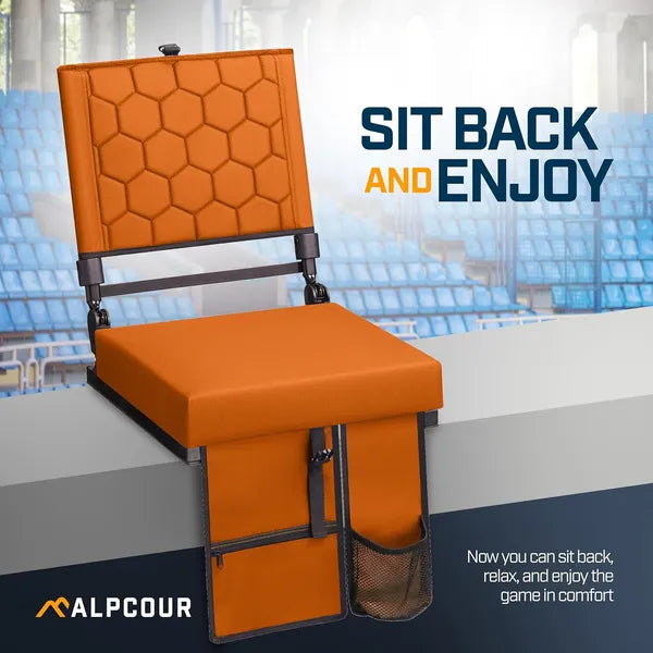 Folding Reclining Stadium Seat With Back Support For Bleachers Extra Wide