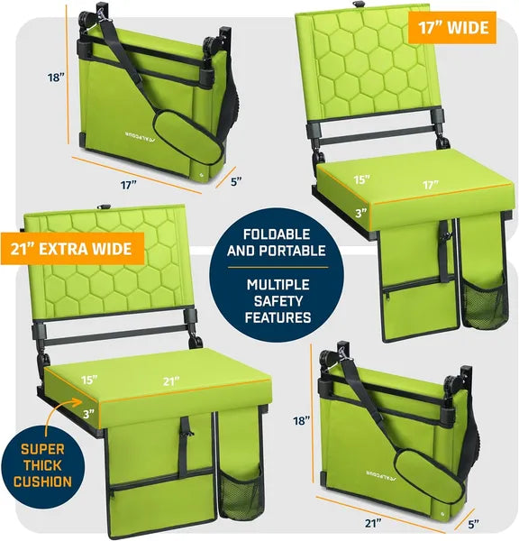 Folding Reclining Stadium Seat With Back Support For Bleachers Extra Wide
