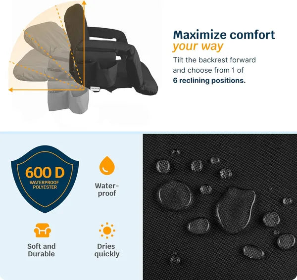 Heated Stadium Seat – Reclining Bleacher Chair with Back Support