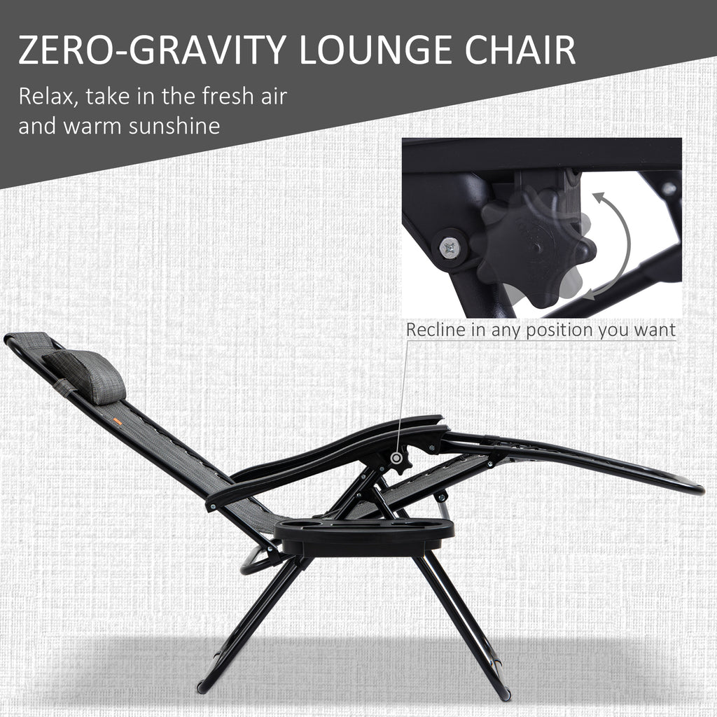 Set of 2 Zero Gravity Lounge Chairs with Side Table – Adjustable Folding Recliners for Patio, Pool & Beach