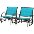 Set of 2 Outdoor Glider Chairs – Steel Patio Rocking Chairs for Porch, Garden & Poolside, Blue