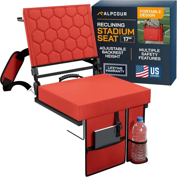 Folding Reclining Stadium Seat With Back Support For Bleachers