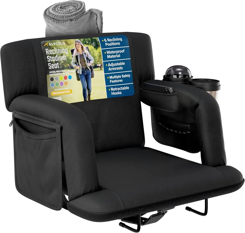 Premium Reclining Stadium Seat For Bleachers With Back Support