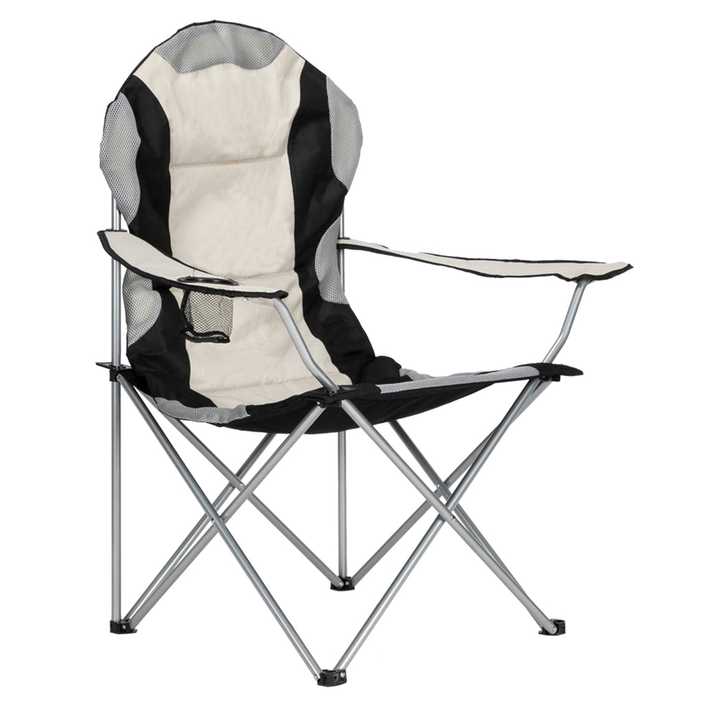 Portable Camping Chair – Heavy Duty Folding Outdoor Chair with Iron Frame, Off-White