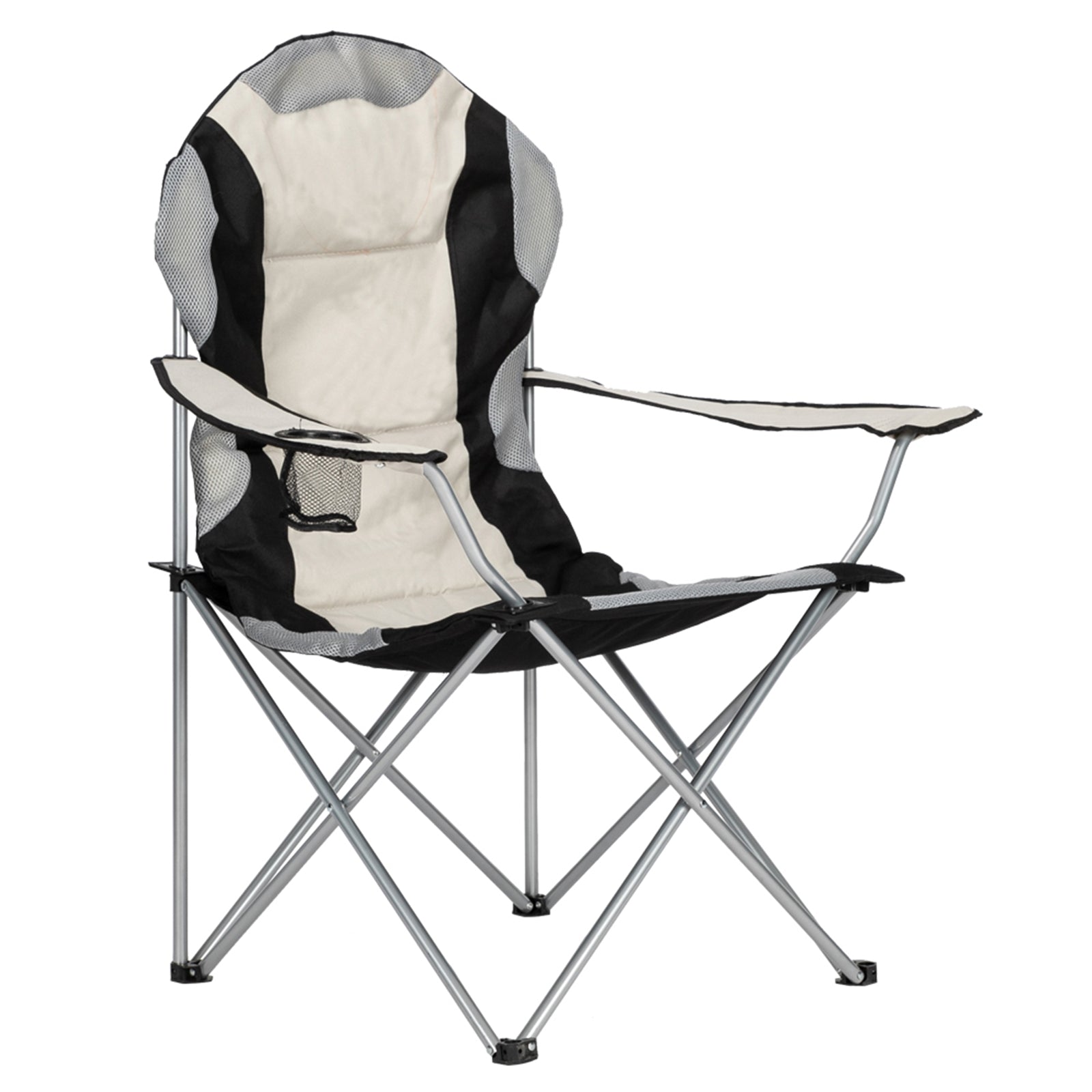 Portable Camping Chair – Heavy Duty Folding Outdoor Chair with Iron Frame, Off-White
