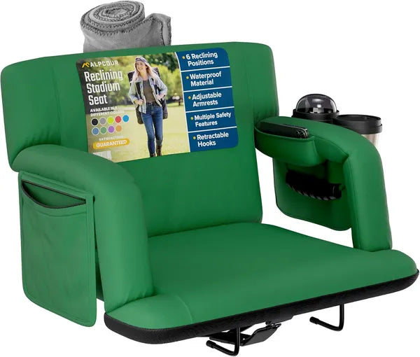 Premium Reclining Stadium Seat For Bleachers With Back Support Extra Wide