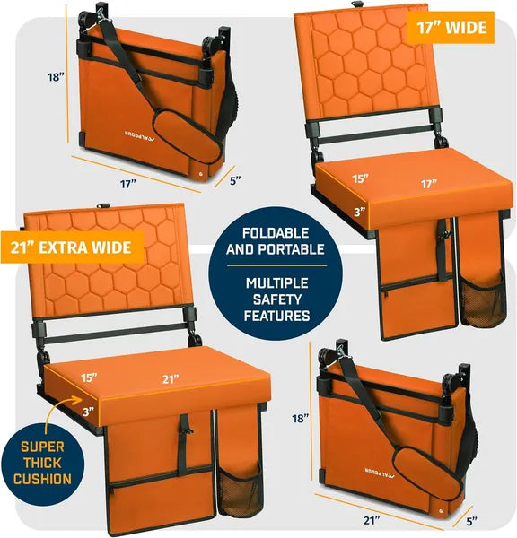 Folding Reclining Stadium Seat With Back Support For Bleachers Extra Wide