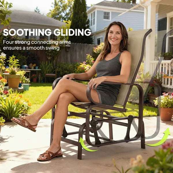 Lusterify ComfortGlide Patio Chair Set – Brown Frame / Khaki Mesh