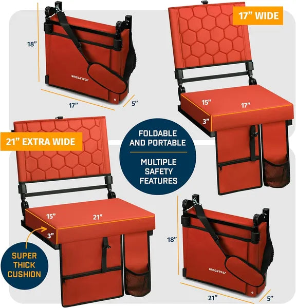 Folding Reclining Stadium Seat With Back Support For Bleachers