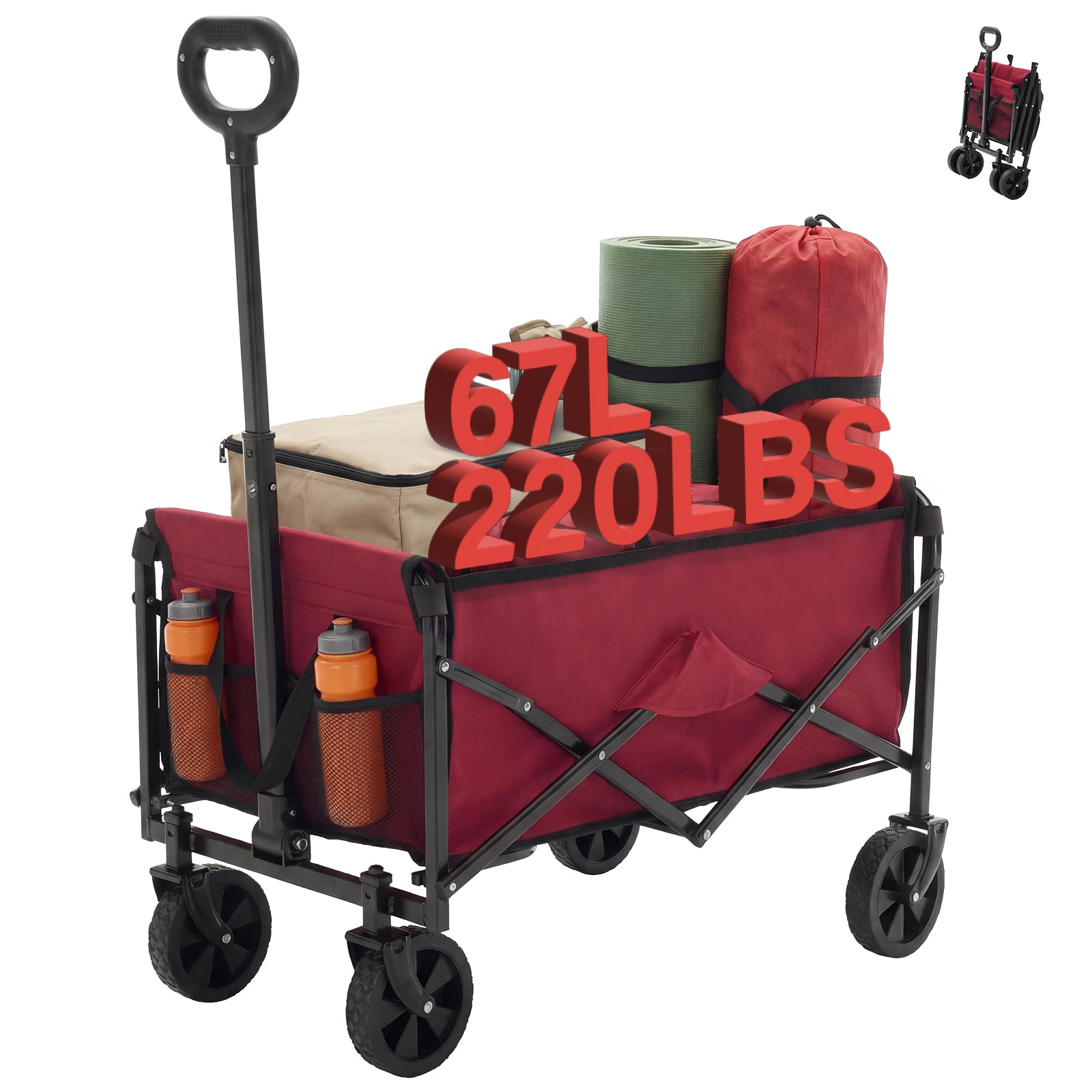 Heavy Duty Foldable Utility Cart – Rolling Trolley with Wheels, Large Capacity & 330 lb Load Support
