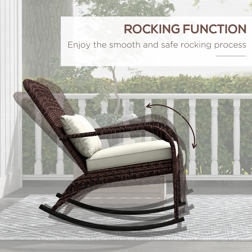 Patio Adirondack Rocking Chair with High Back Cushion – Cream White