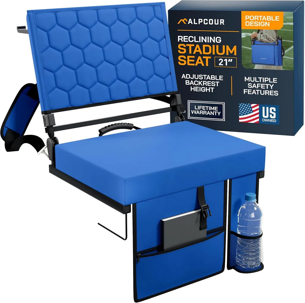 Folding Reclining Stadium Seat With Back Support For Bleachers Extra Wide