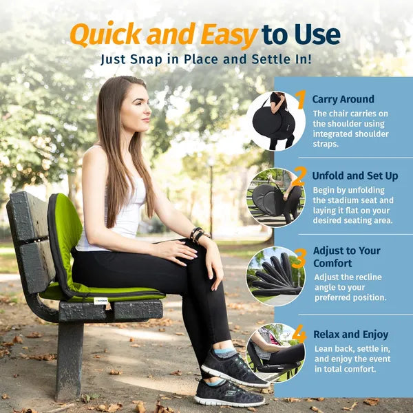 Reclining Stadium Seat - Waterproof, 6-Position Comfort For Outdoor Use
