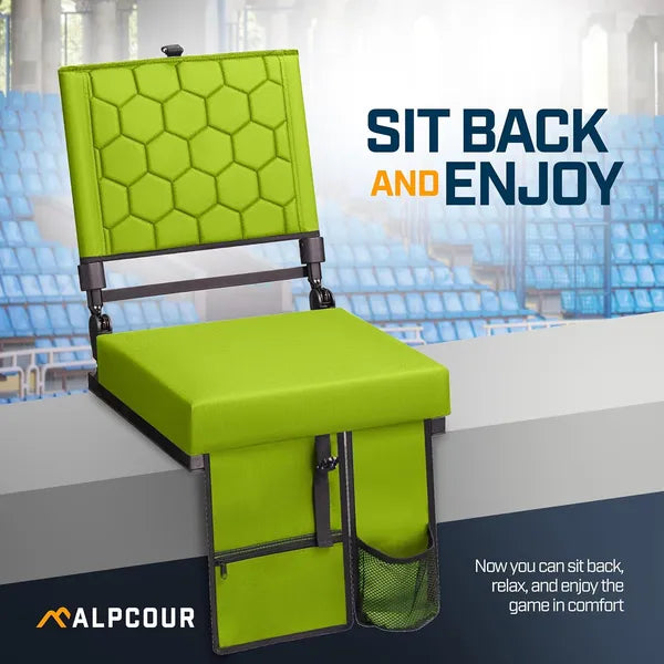 Folding Reclining Stadium Seat With Back Support For Bleachers Extra Wide
