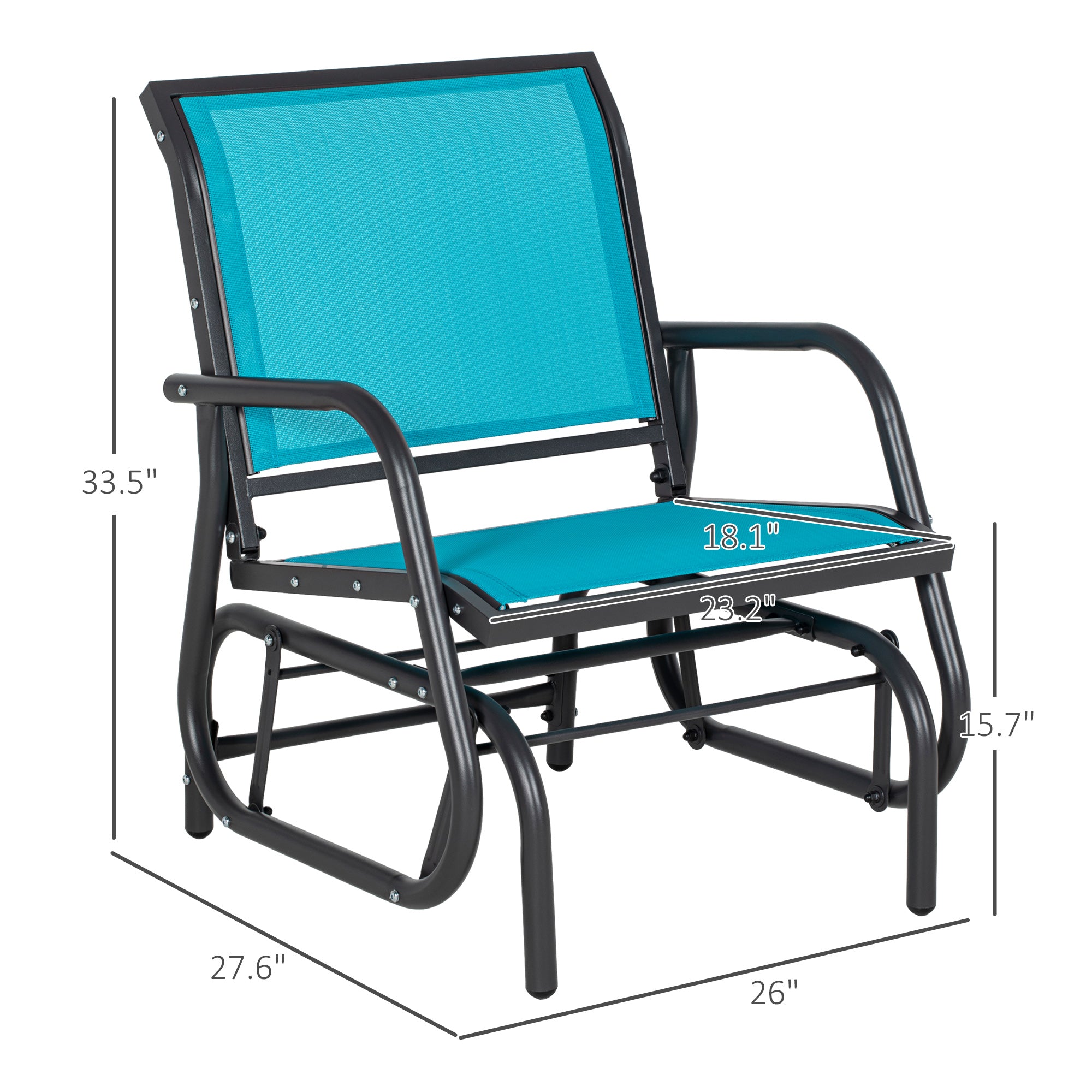 Set of 2 Outdoor Glider Chairs – Steel Patio Rocking Chairs for Porch, Garden & Poolside, Blue