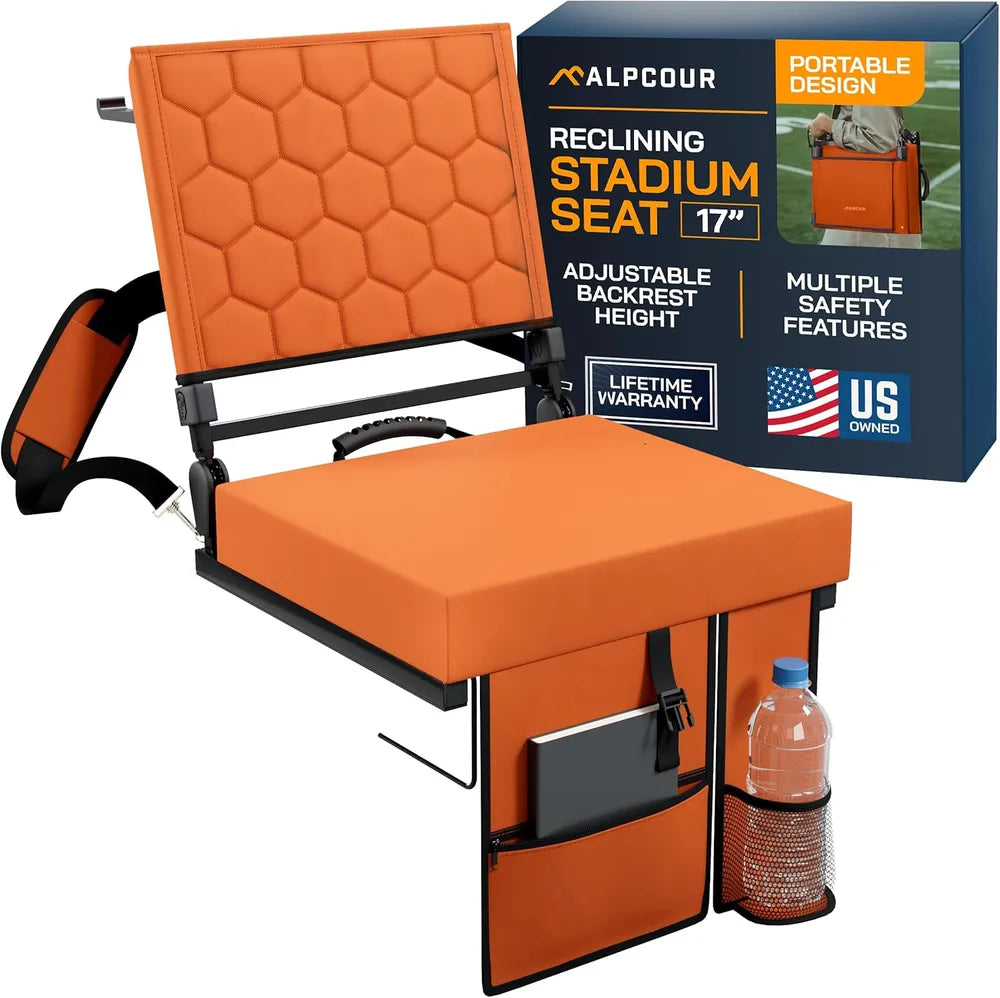 Folding Reclining Stadium Seat With Back Support For Bleachers