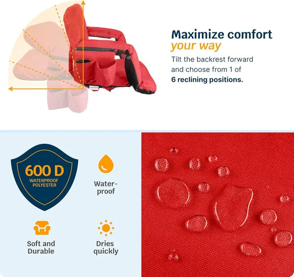Heated Stadium Seat – Reclining Bleacher Chair with Back Support Extra Wide