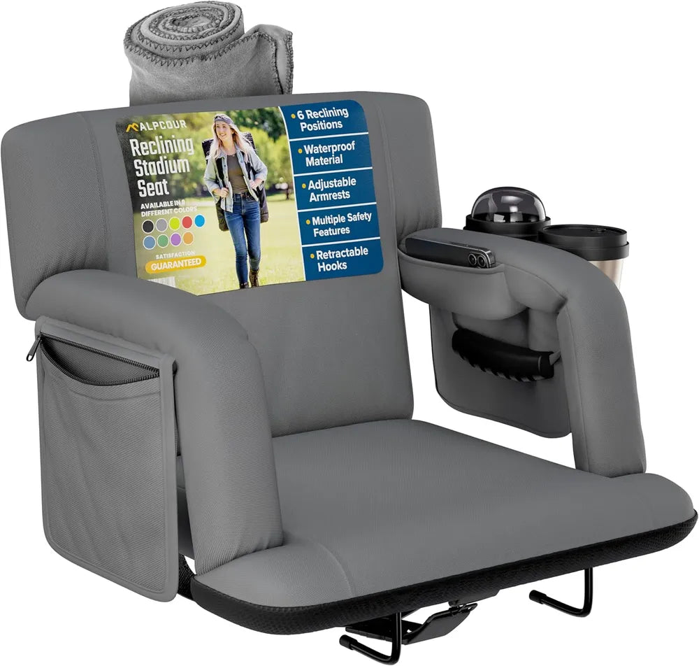 Premium Reclining Stadium Seat For Bleachers With Back Support