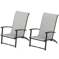Set of 2 Folding Outdoor Dining Chairs – Patio Camping Chairs with High Back & Armrests, Gray