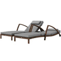 Set of 2 Outdoor Wicker Chaise Lounge Chairs with Cushions & Wheels – Gray