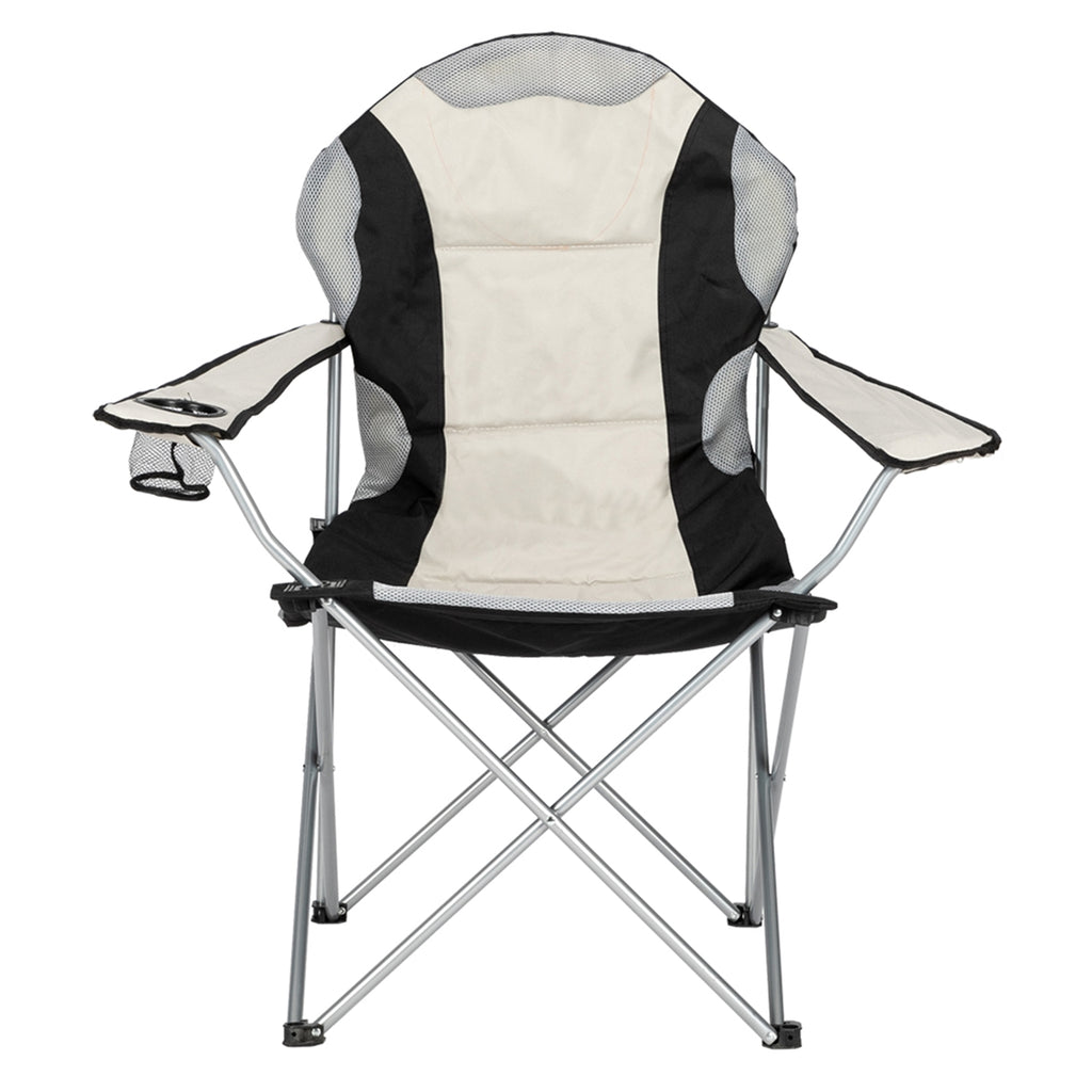 Portable Camping Chair – Heavy Duty Folding Outdoor Chair with Iron Frame, Off-White
