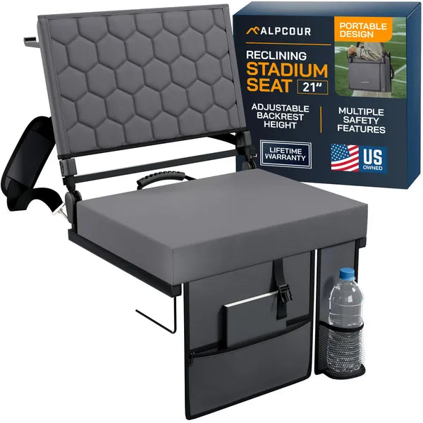 Folding Reclining Stadium Seat With Back Support For Bleachers Extra Wide