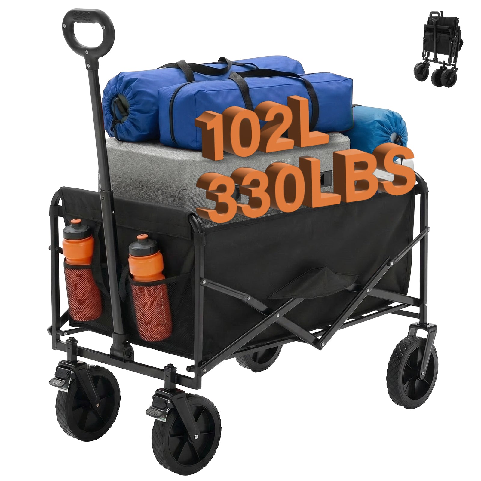 Heavy Duty Foldable Utility Cart – Rolling Trolley with Wheels, Large Capacity & 330 lb Load Support