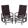 Lusterify ComfortGlide Patio Chair Set – Brown Frame / Brown Mesh