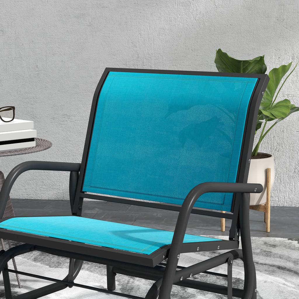 Set of 2 Outdoor Glider Chairs – Steel Patio Rocking Chairs for Porch, Garden & Poolside, Blue