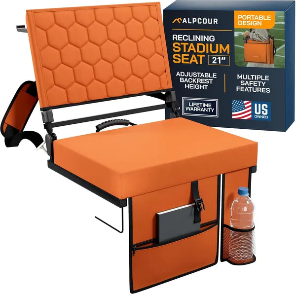 Folding Reclining Stadium Seat With Back Support For Bleachers Extra Wide
